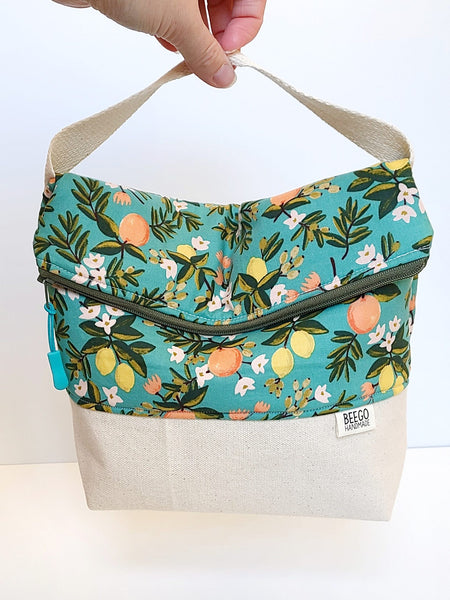 Teal Citrus Insulated Washable Lunch Bag
