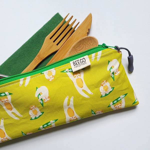 Green Sloths Cutlery Pouch