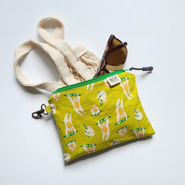 Green Sloths Clip-On Pouch
