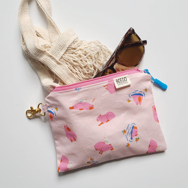 Pink Capybara Clip-On Pouch