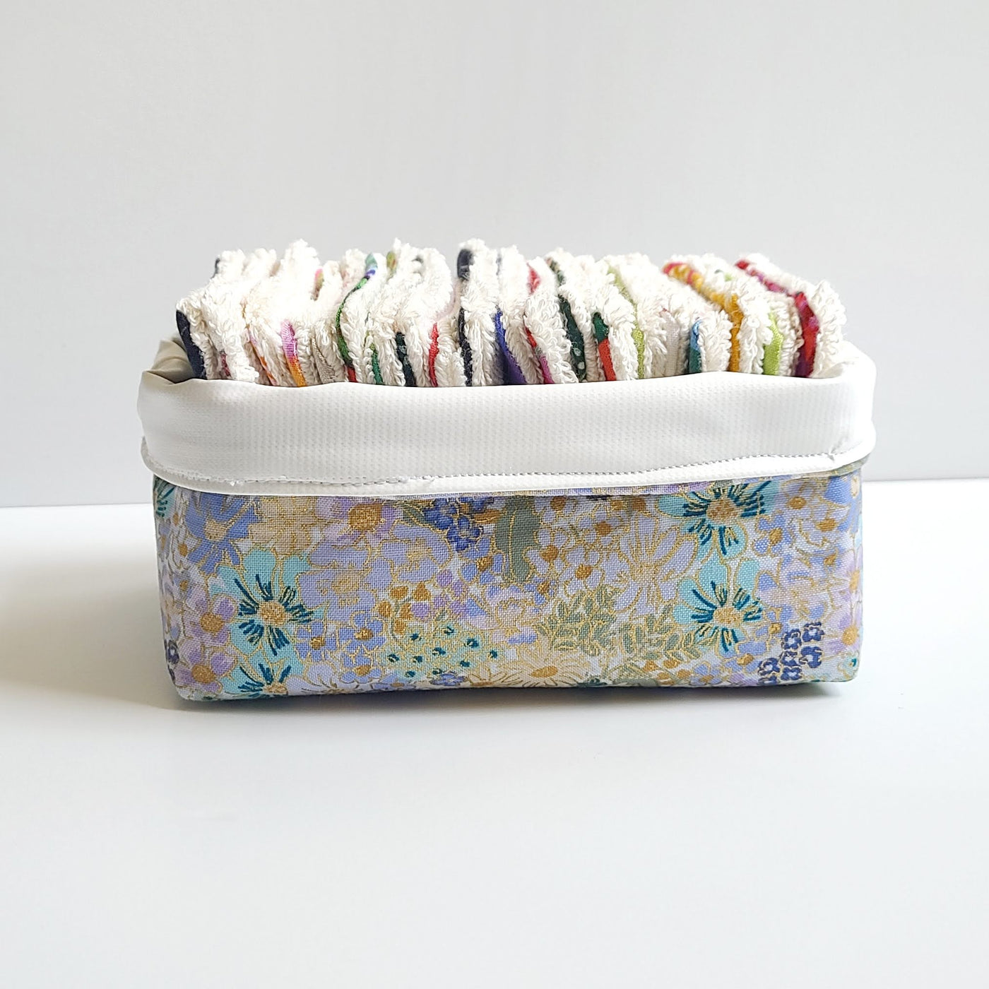Facial Squares Fabric Bin - Flower Fields
