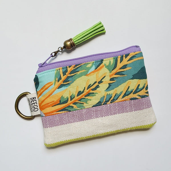 #39 - Purple Stripe Rainbow Chard Keyring Coin Purse