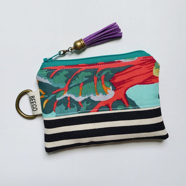 #47 - Black and White Stripe Rainbow Chard Keyring Coin Purse