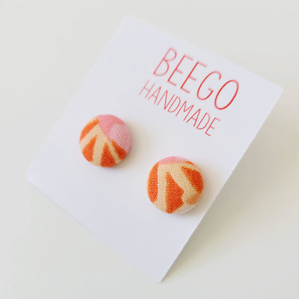 Just Peachy #6 Fabric Button Earrings
