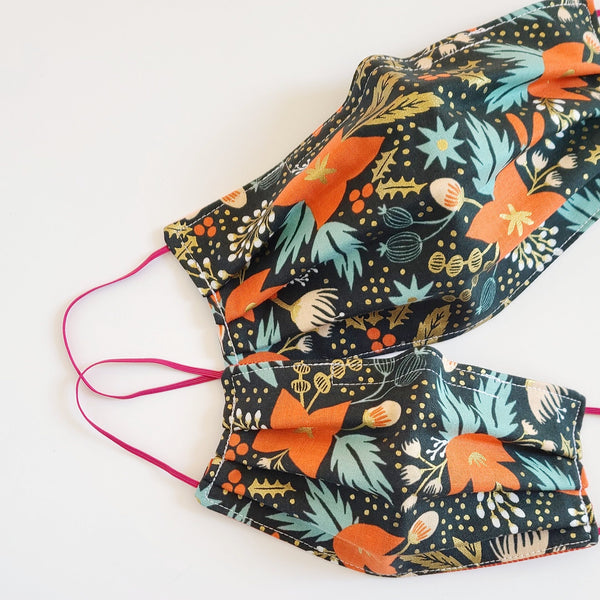 Festive Poinsettia Cotton Face Mask (Adult and Kid's)