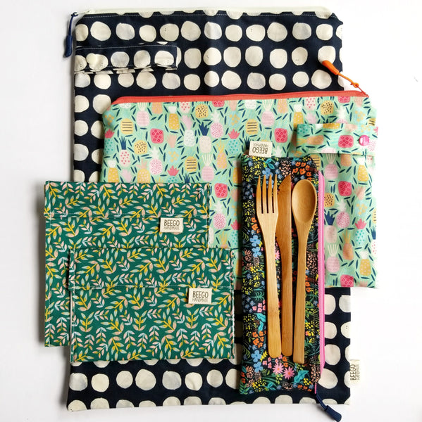 Large Starter Kit - Sandwich & Sandwich Bag, Cutlery Pouch, 2 Wet Bags