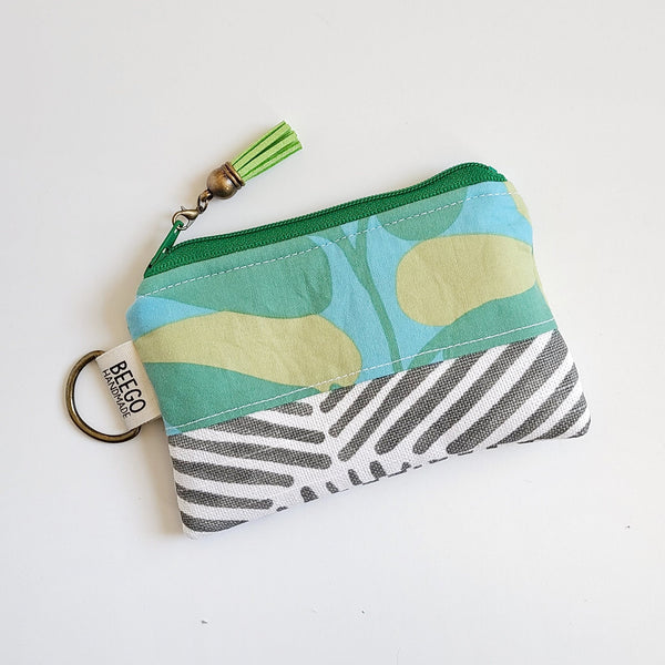 #43 - Green and Brushstrokes Keyring Coin Purse
