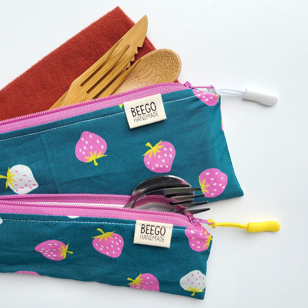 Strawberry Toss Cutlery Pouch (Standard and Kids)