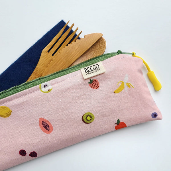 Pink Fruits Cutlery Pouch (Standard and Kids)