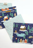 Winter Village/Snowflakes Holiday Coasters Set of 4