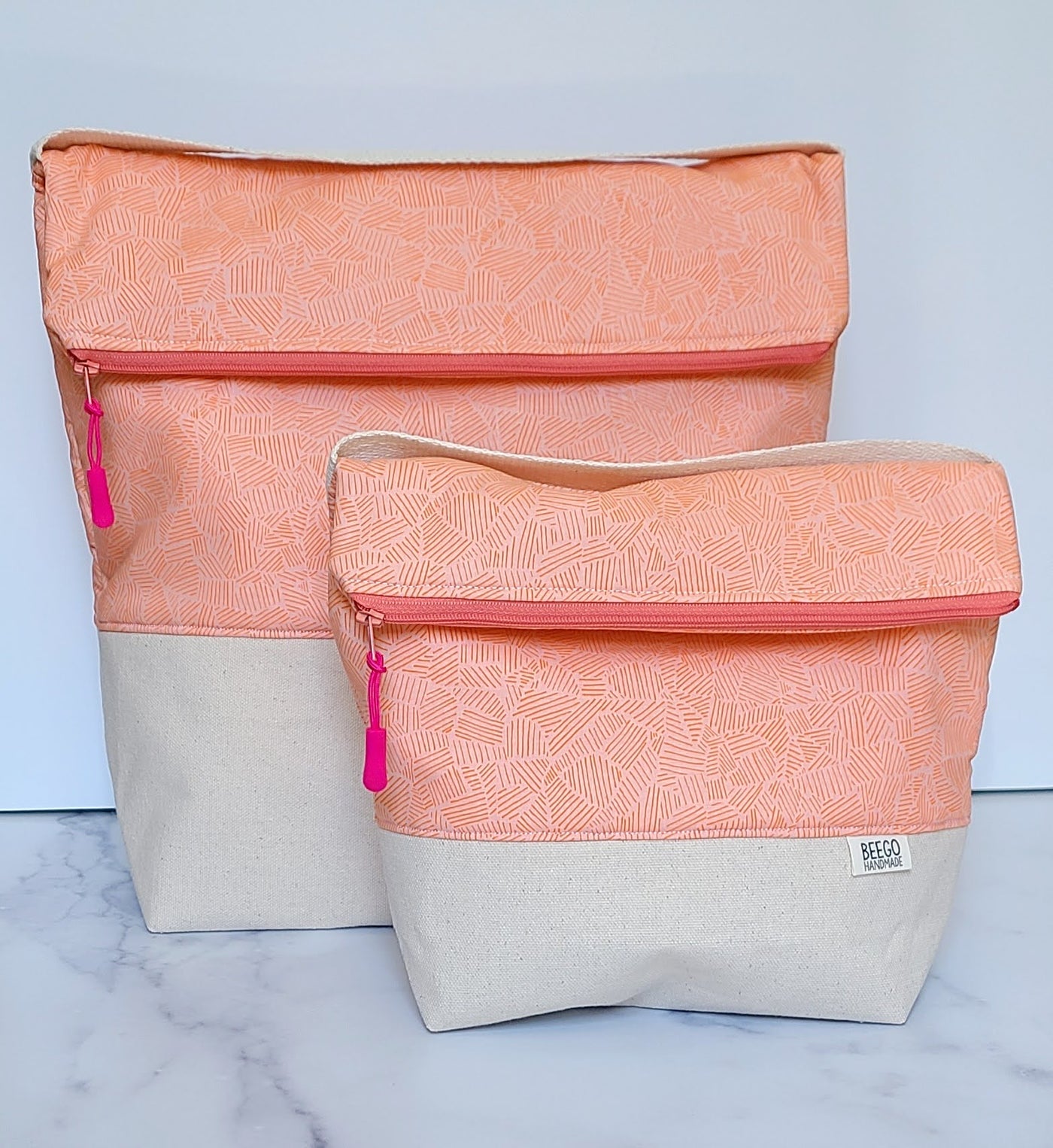 SALE Wonky Peachy Fields Insulated Washable Lunch Bag