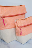 SALE Wonky Peachy Fields Insulated Washable Lunch Bag