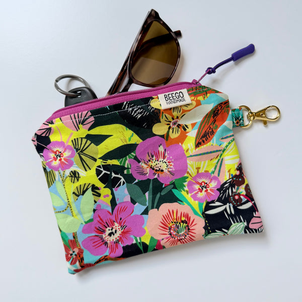 Flower Collage Clip-On Pouch