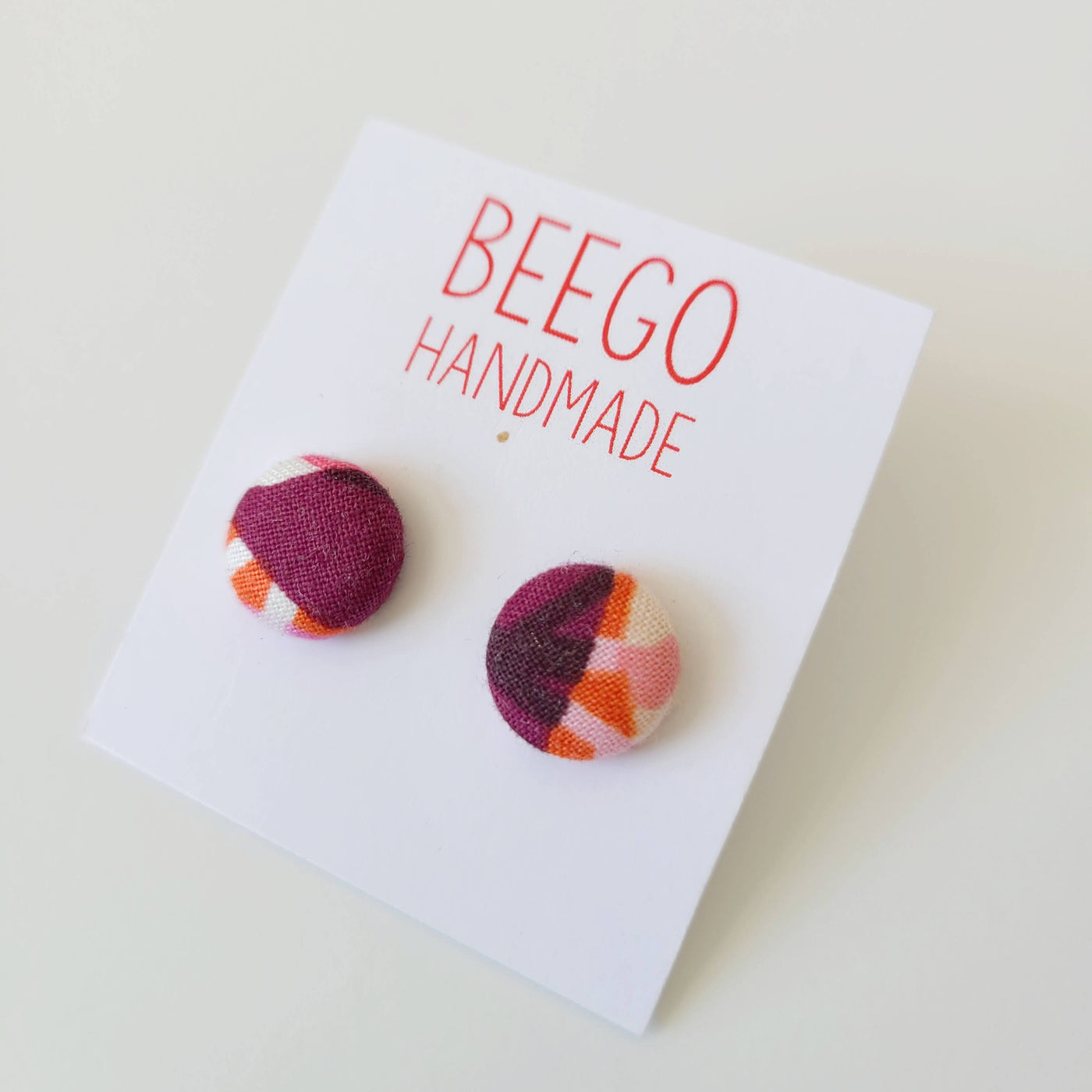 Just Peachy #7 Fabric Button Earrings