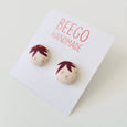 Strawberries #1 Fabric Button Earrings