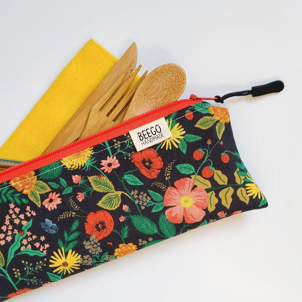 French Floral Divided Cutlery Pouch