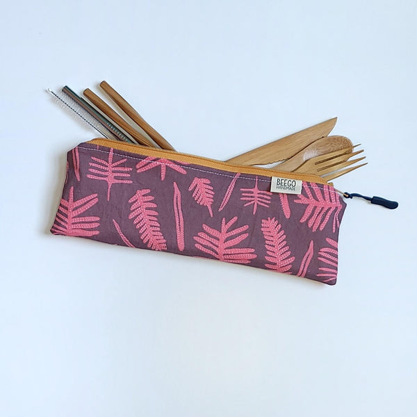 Pink Polypody Divided Cutlery Pouch