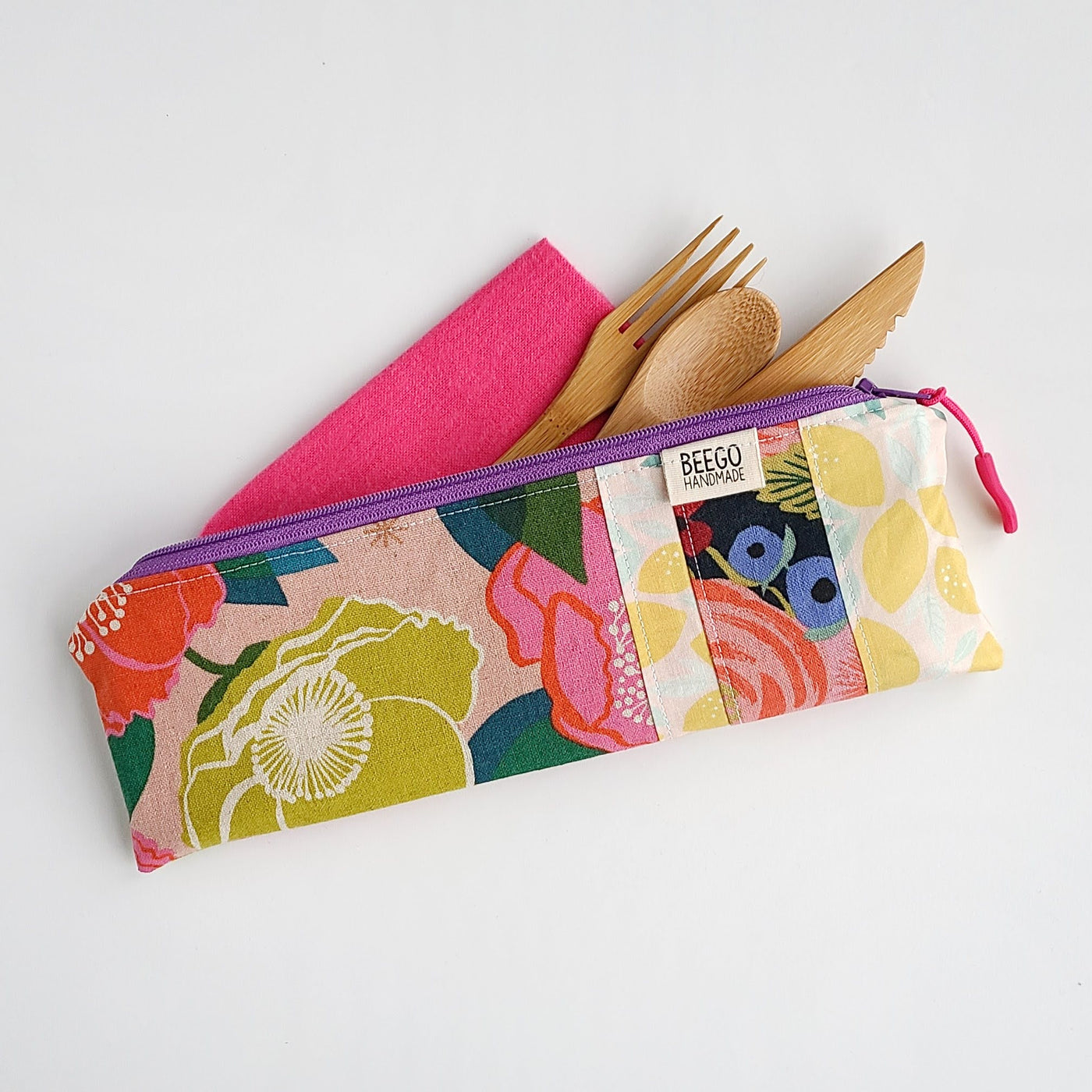 #11 - Lemons and Flowers Mix and Match Divided Cutlery Pouch