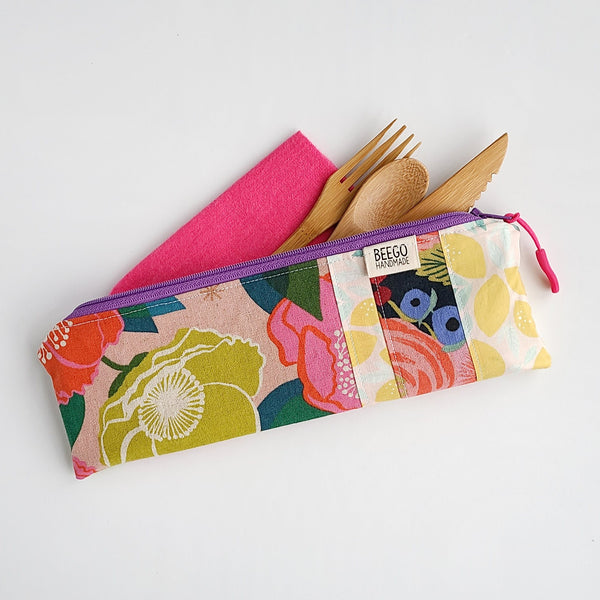#11 - Lemons and Flowers Mix and Match Divided Cutlery Pouch